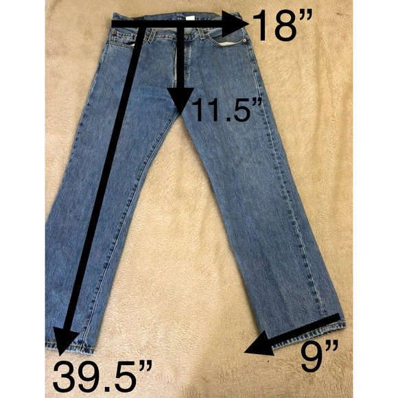 Levi 501 Jeans Mens Size 36x30 Blue Denim 100%Cotton Straight Button Fly Mexico - Picture 9 of 10